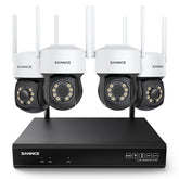 3MP 10-Channel Wireless CCTV PT Camera System, 8MP NVR, 3MP Pan & Tilt WiFi IP Cameras, Audio Recording, AI Human Detection, Work With Alexa